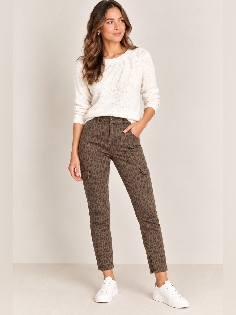 FRAME Denim Cargo Skinny Spring Pants in Cheetah